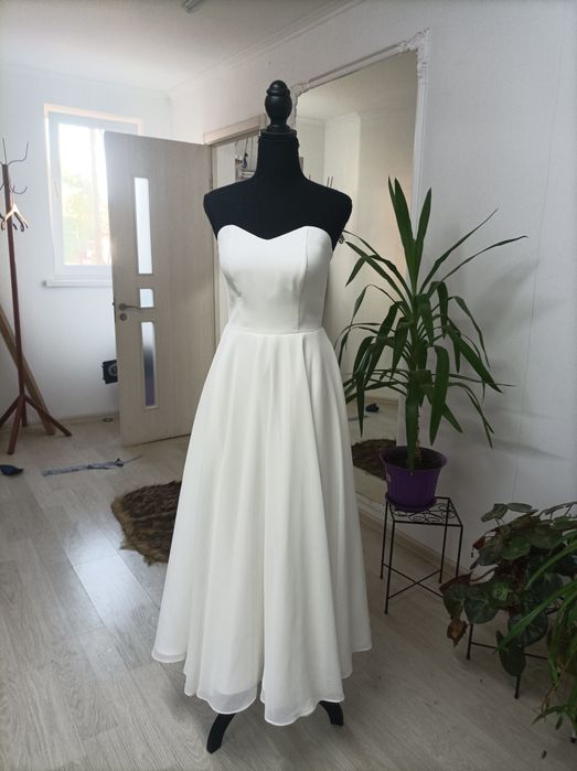 Rochie mireasă ivory, S , corset, midi