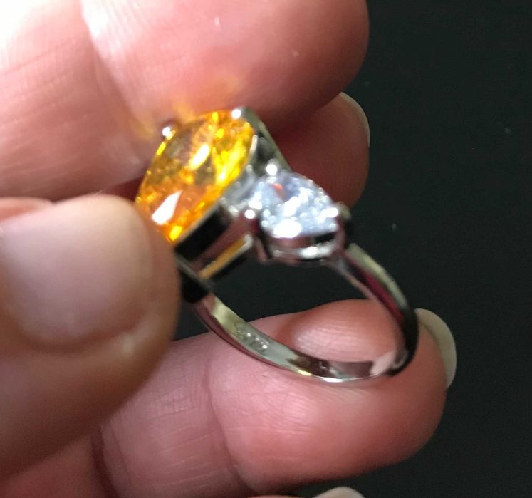 Inel Argint 925 cu Pietre Semipretioase Citrin si Topaz Antichizat