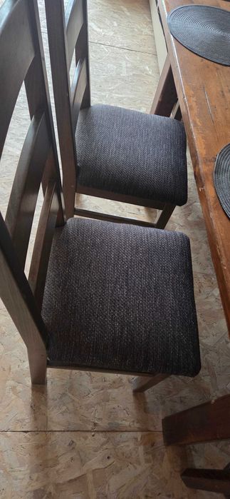 Set masă lemn masiv +6 scaune tapitate