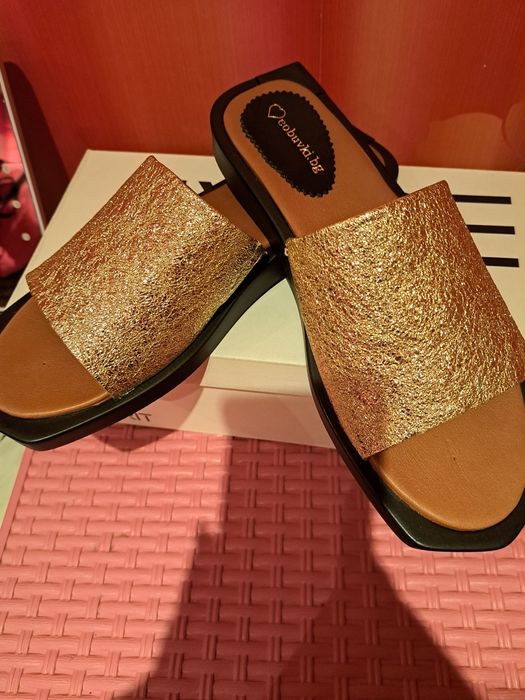 Дамски чехли естествена кожа