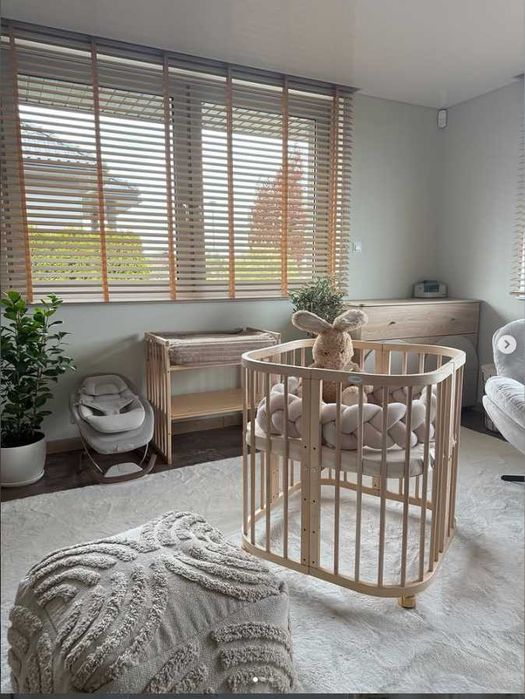 Бяла дървена кошара за бебе 7в1 Овал, Детско легло 0-10 год. -22%