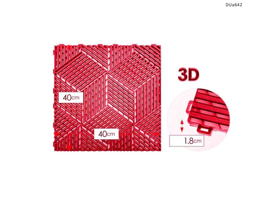 Plăci PVC modulare de garaj,terasa design 3D super rezistente  Roșu