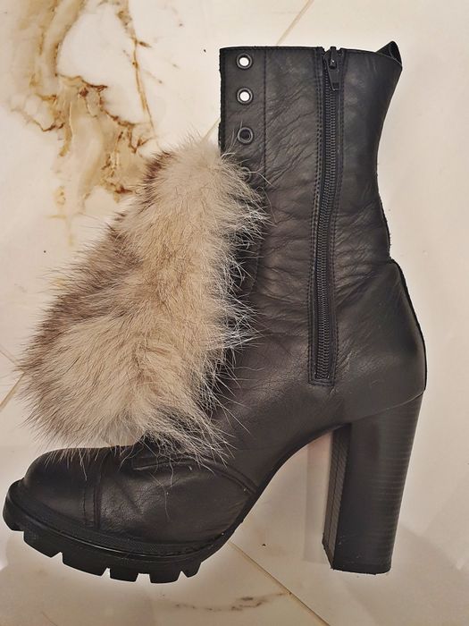 Обувки Бианки с естествен косъм и кожа