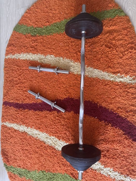 Haltera fitness + 2 gantere pentru discuri