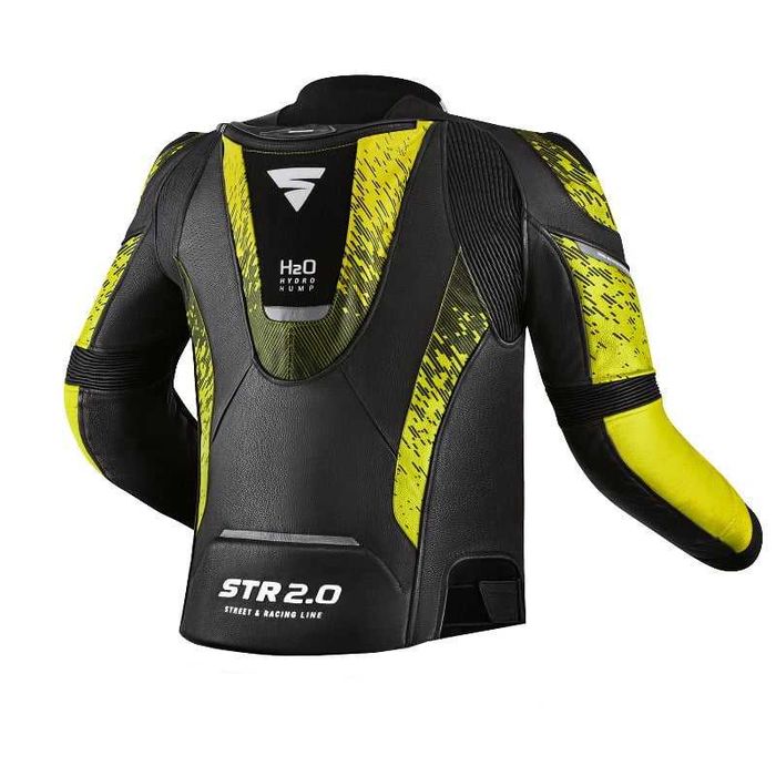 Кожен мото екип за мотор SHIMA STR 2.0 BLACK/FLUO 2PC
