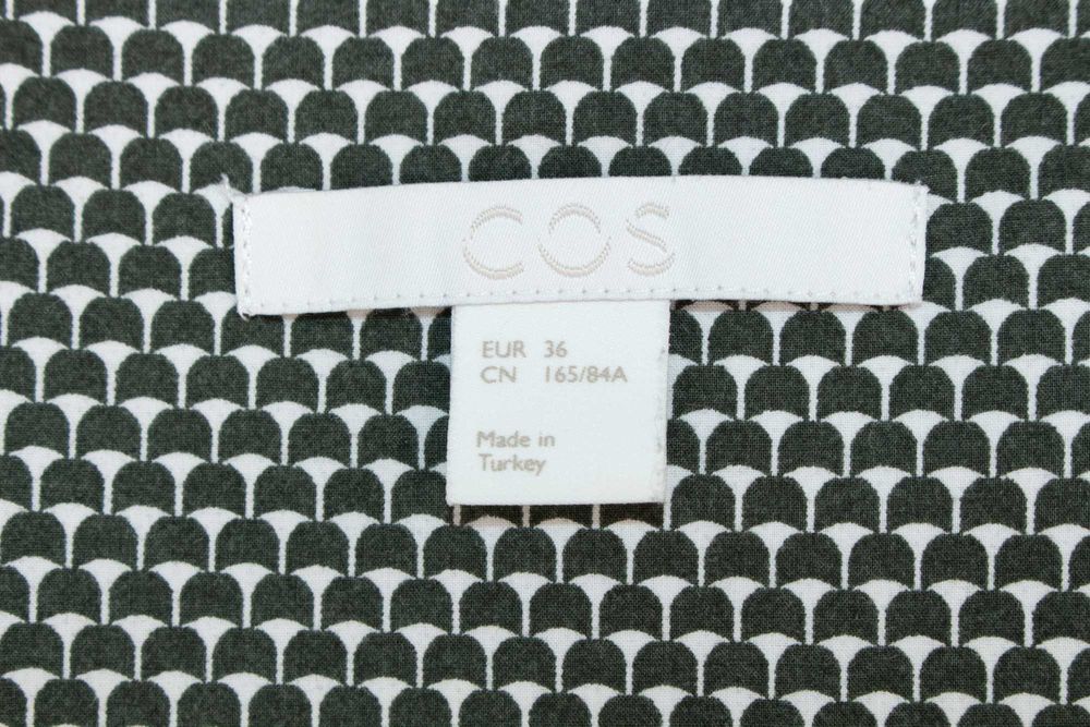 COS дамска блуза с 3/4 ръкав сиво бяло принт памук 36 S