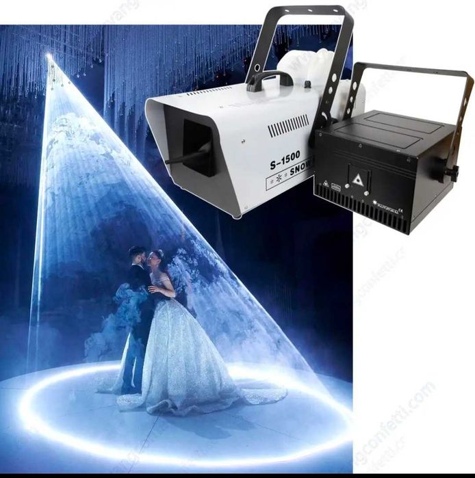 Laser, fum greu, gheata carbonica, artificii de interior.