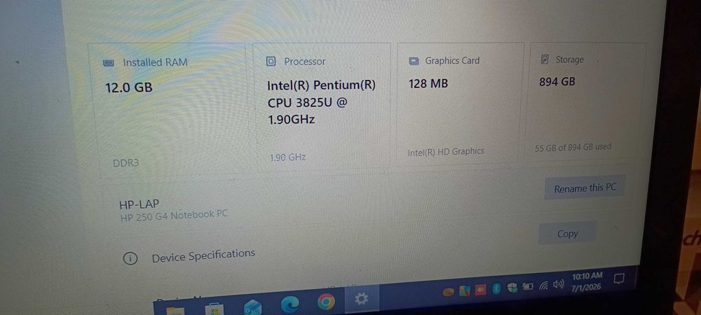 Laptop HP 250 G4, Intel Pentium 3825u, 12GB RAM, 1TB SSD, incarcator