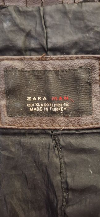 Geacă de piele ZARA culoare maro
