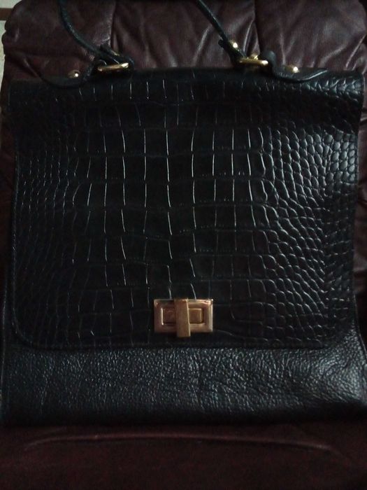 Голяма италианска чанта естествена кожа