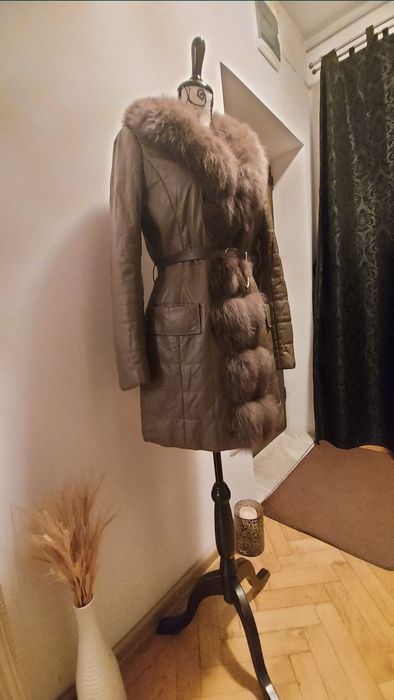Haină damă din piele și blană naturală 100 %