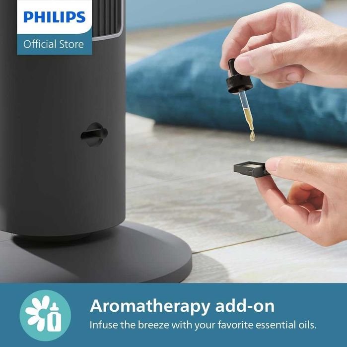 Вентилатор Philips CX5535, 3 скорости, дифузер на аромати, 40W, черен