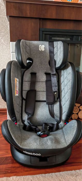 Scaun auto copii KikkaBoo ISOFIX, gri-negru
