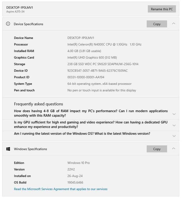 Laptop Acer Aspire A315-34-C0DV