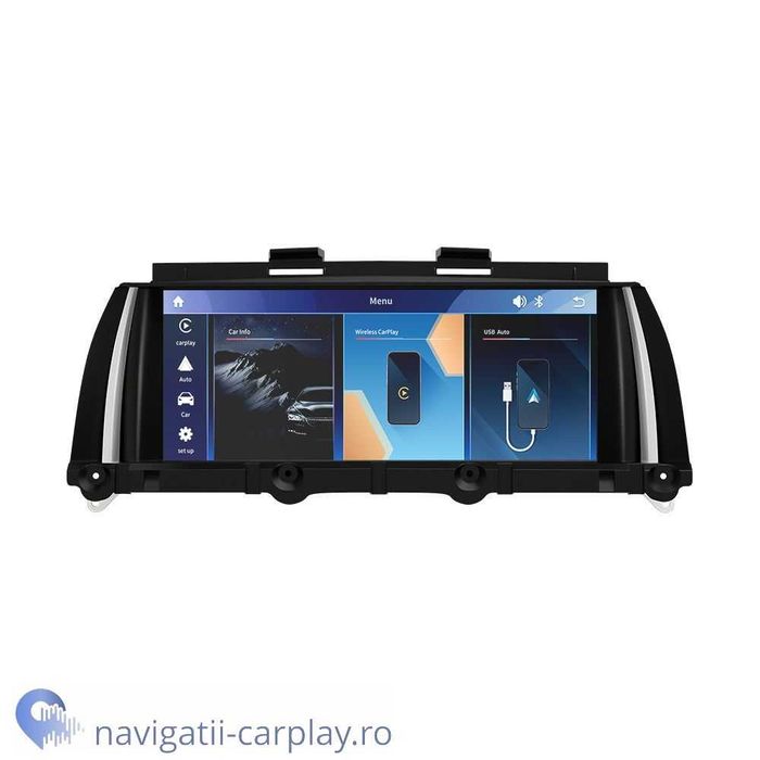 Ecran mare BMW seria 5 F10 F11 cu touchscreen, CarPlay și Android Auto