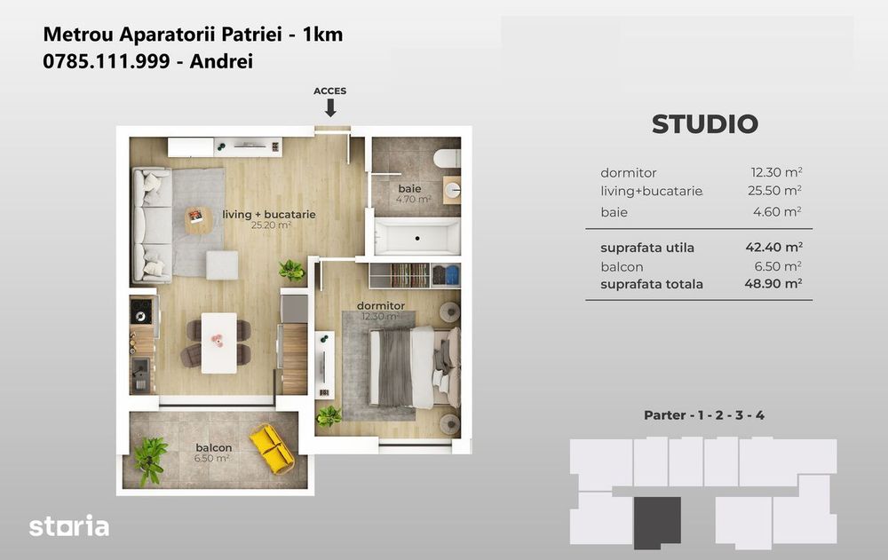 Garsoniera bloc 2027 - Metrou Aparatorii Patriei