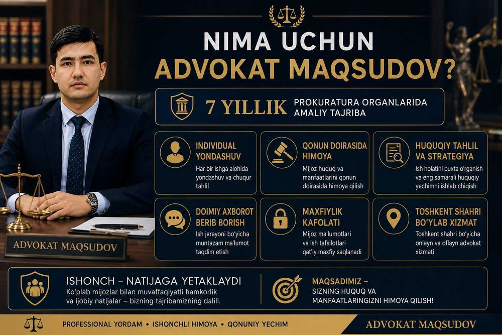 Қарз, Алимент, Мулк, Ажрашиш, Мерос, Суд — Адвокат Тошкент