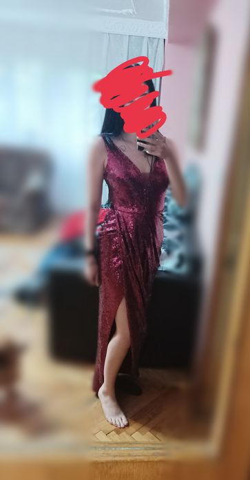 Rochie mov cu paiete midi