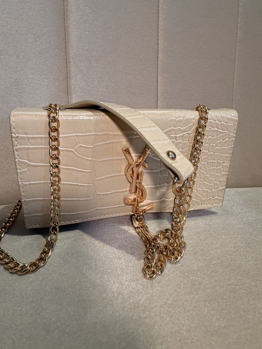 Gentuță Yves Saint Laurent- neagră/ivoar(piele croco)