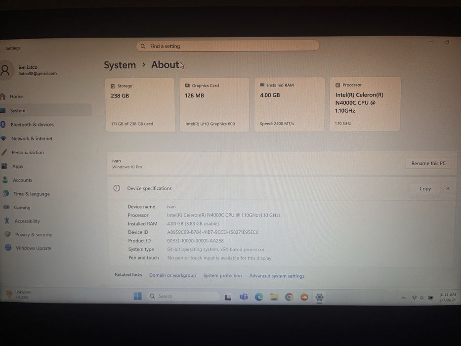 Vand laptop ASUS x543ma SSD