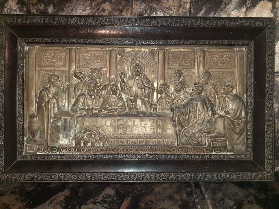 tablou religios cu Cina cea de taina in metal