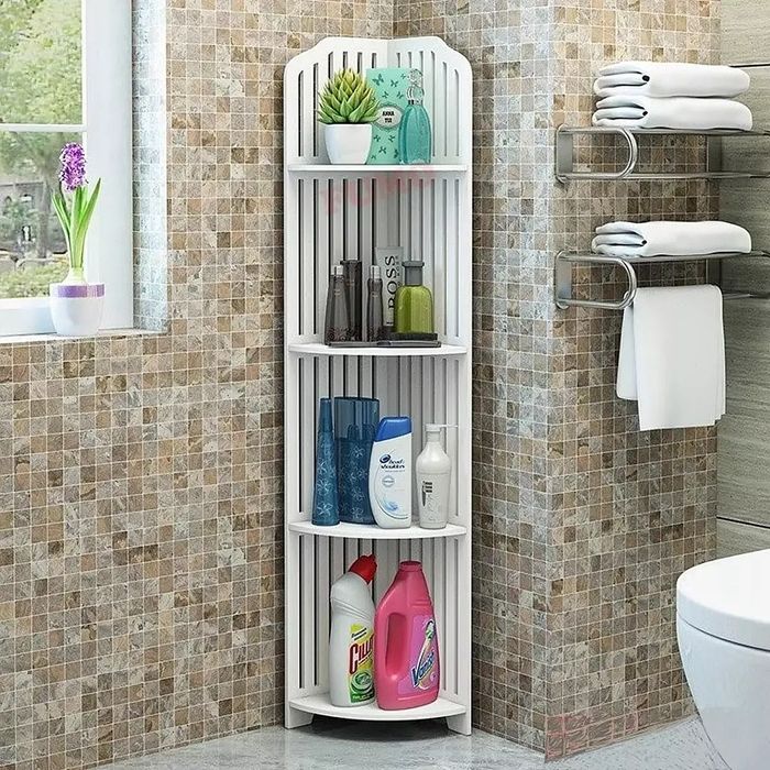 Водоустойчив Бял Ъглов Шкаф за Баня, Кухня или Хол - Елегантно и Практ