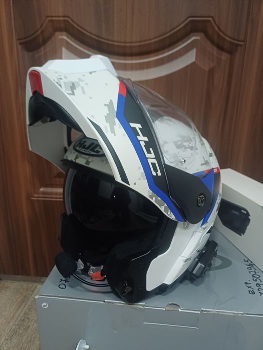 Cască moto HJC flip up L size cu Intercom și mănuși moto bonus!