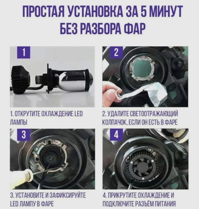 Led линзы H4 Y10 Pro светодиодные лампы
