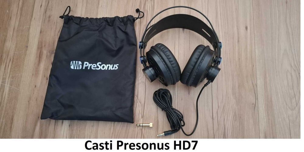 Casti over-ear Presonus HD7 pentru studio, monitorizare, mixaj audio sau audiție, noi, cu saculet si Sony MDR-ZX110, over-ear, headphone, noi, cutie