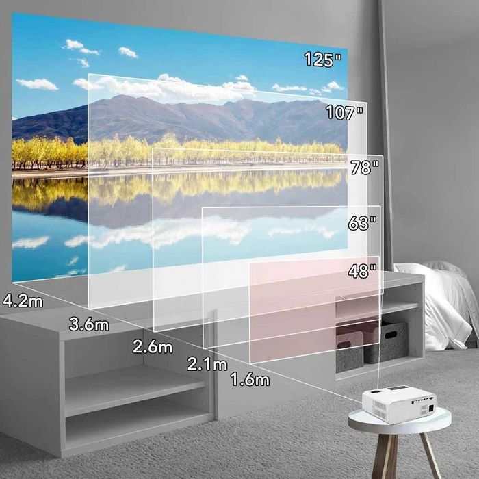 Proiector Everycom HQ9W LED, Full HD 1080p, Android Smart TV, Wi-Fi 5G, Bluetooth