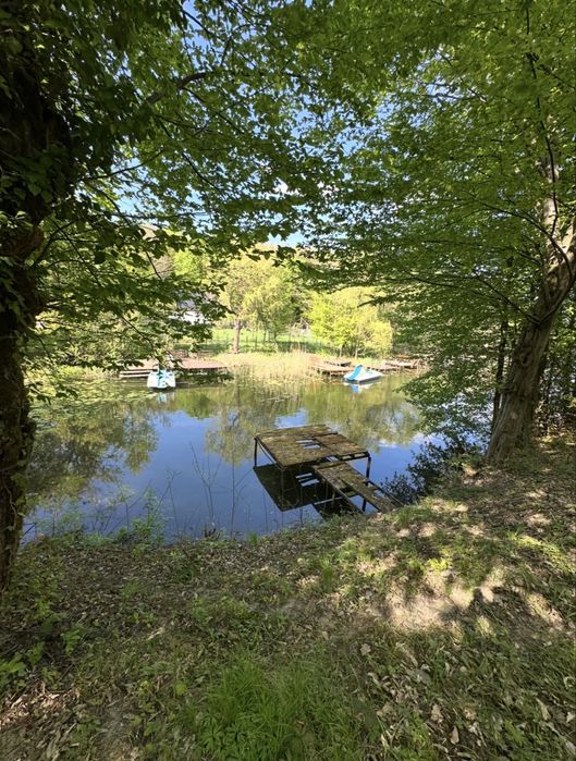 Cabana/Casuta din lemn Lac mujdeni cu ponton privat pe lac