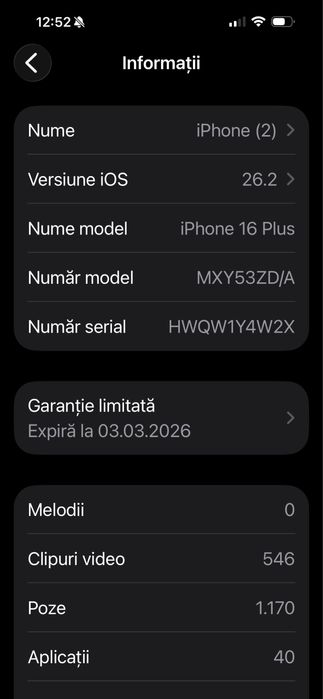 Vand urgent iphone 16 plus 256 gb 94% baterie