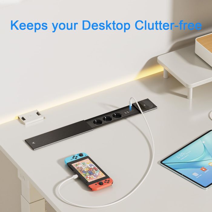 Разклонител за вграждане/3 гнезда/15W безжично зарядно/2 USB-C PD 30 W/2 USB-A порта, Inox капак