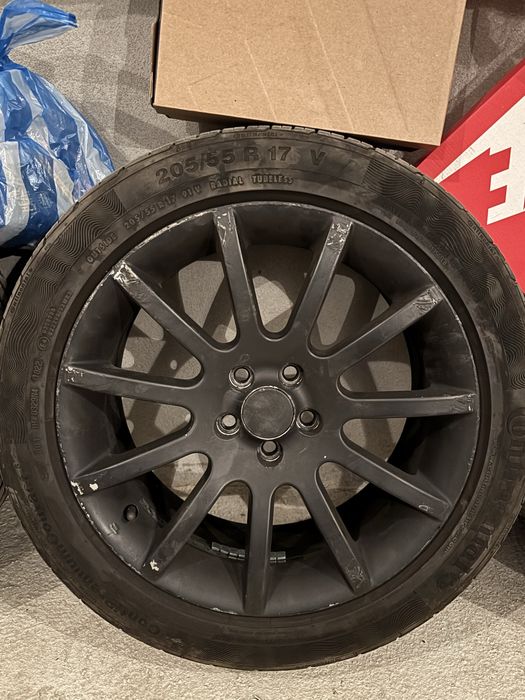 Джанти 17-ки /5х100/ с почти нови гуми CONTINENTAL Premium Contact 5