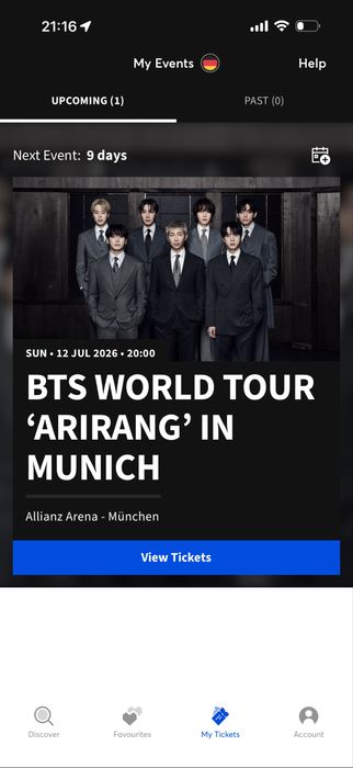 2 bilete la concertul lui bts arirang in muchen pe 12 iulie