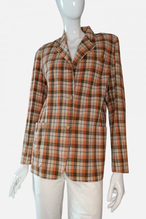 Burberry, sacou vintage de dama in carouri, multicolor, L-XL