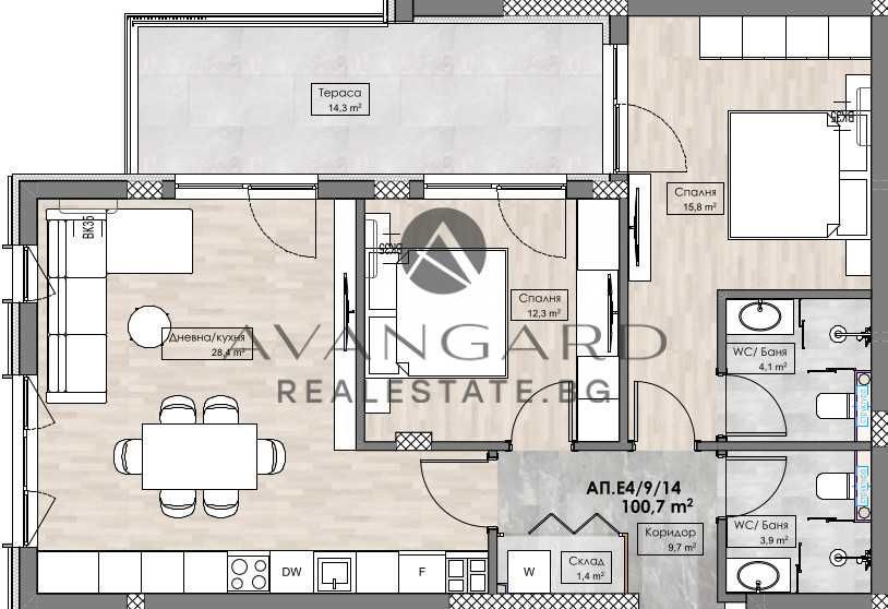Продава се Тристаен апартамент в Пловдив, Кършияка - 114 кв.м за 1117 €/кв.м - Снимка #1