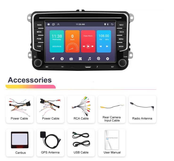 Navigatie Carplay 2GB Passat B6 B7 Golf 5 6 Skoda Octavia Seat