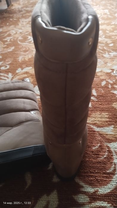 Замшевые сапоги дутой формы