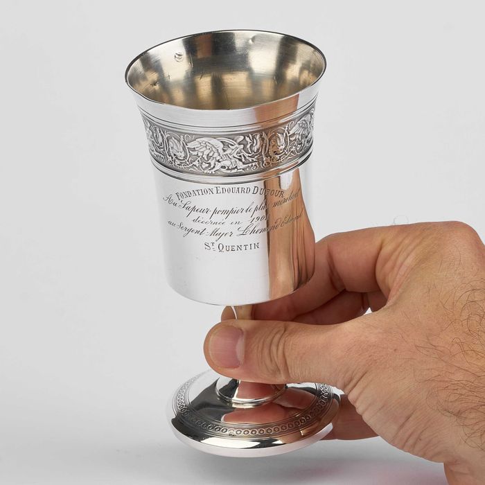 Pahar pe picior din argint 950-Franta cca 1900-255ml-argintart.ro
