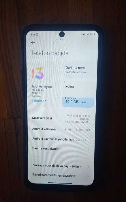 Redmi not 11 ekran alishgan