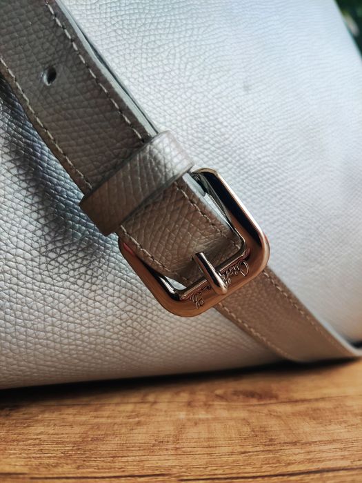 Geanta din piele gri/ argintiu