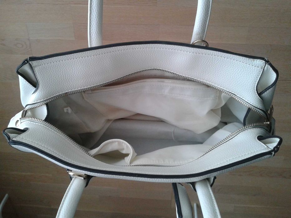 OKAZIE DE VARA Geanta de dama, alba-crem, 45cm, noua, piele ecologica