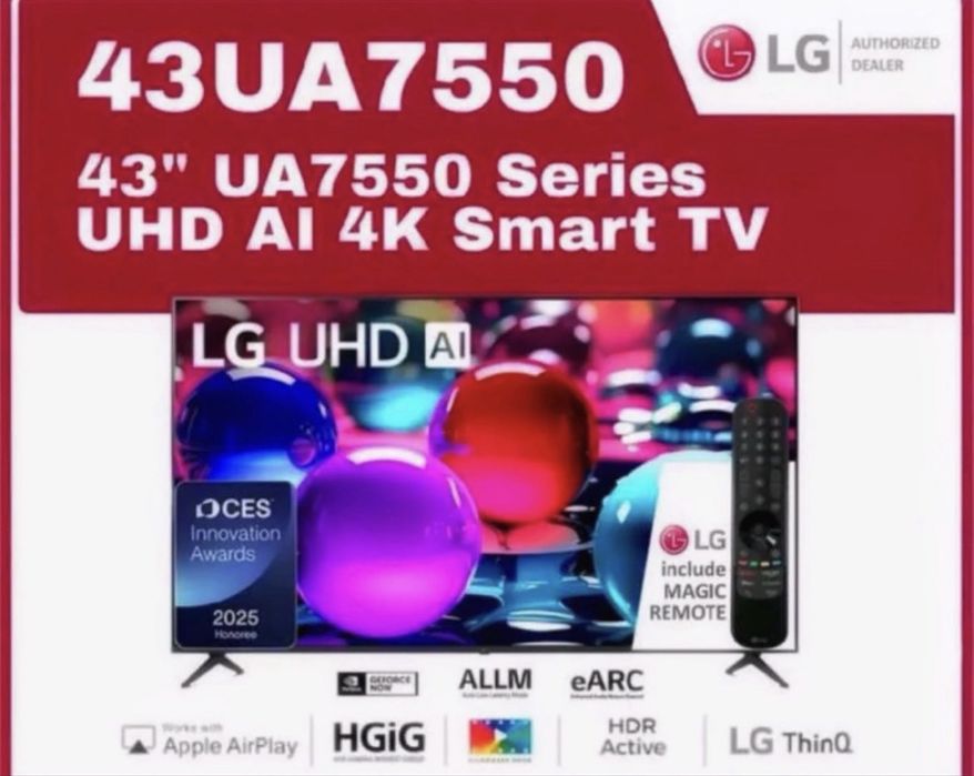 Telvizr LG 43UA75009LA New [2025] . Для дома.
