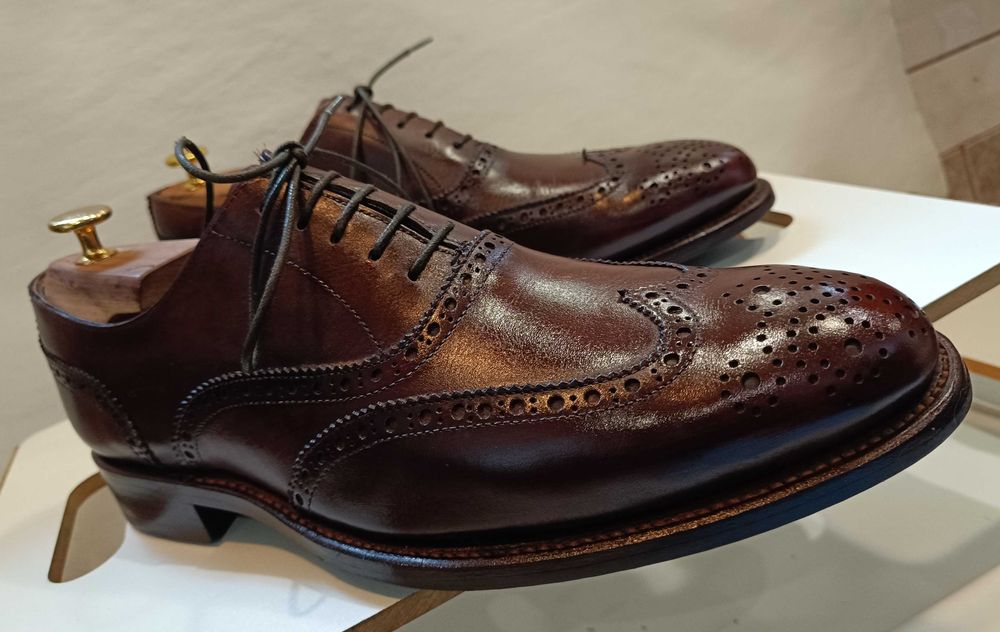 Pantofi oxford de lux 43.5 44 lucrati manual WINDSOR. piele naturala