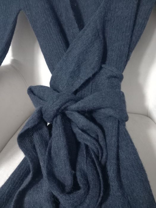 Cardigan lung cu cordon în talie lână și alpaca măsură S