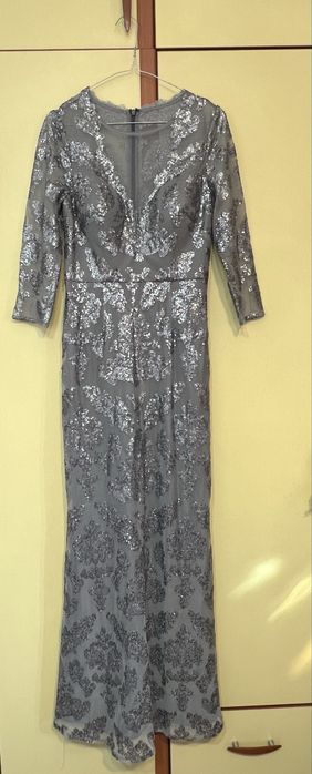 Rochie de seara Bellice silver cu paiete