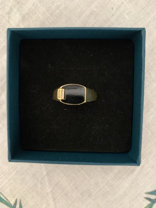 Нов мъжки пръстен сребро със златно покритие 18 карата размер 12