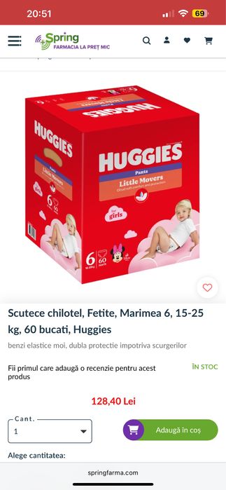 Vand 2 cuti Pampars Huggies nr 6