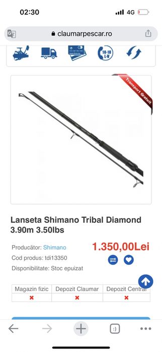 2 x Lansete Shimano Tribal Diamond 3.90m 3.5 lbs 13ft Raritati colecti